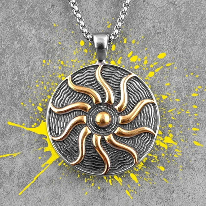 Collar Medallón Sol, Acero Inoxidable, Hombre Mujer 4