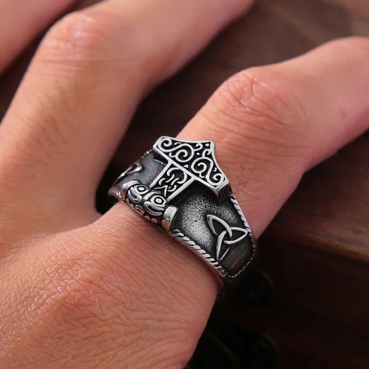 Anillo Vikingo Mjölnir, Acero Inoxidable 2