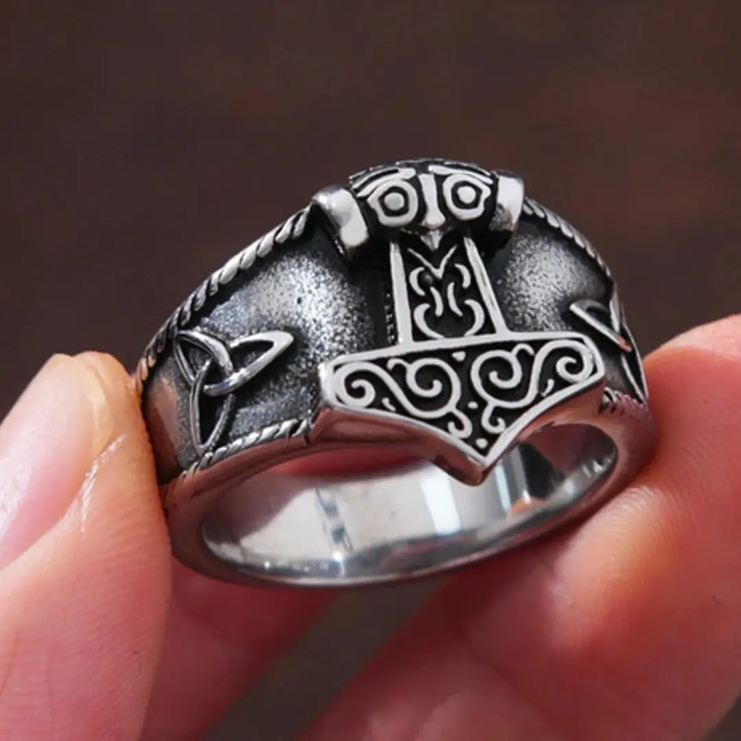 Anillo Vikingo Mjölnir, Acero Inoxidable 3