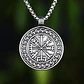 Collar Vikingo Runa Vegvísir, Acero Inoxidable Hombre  Mujer - Miniatura 2