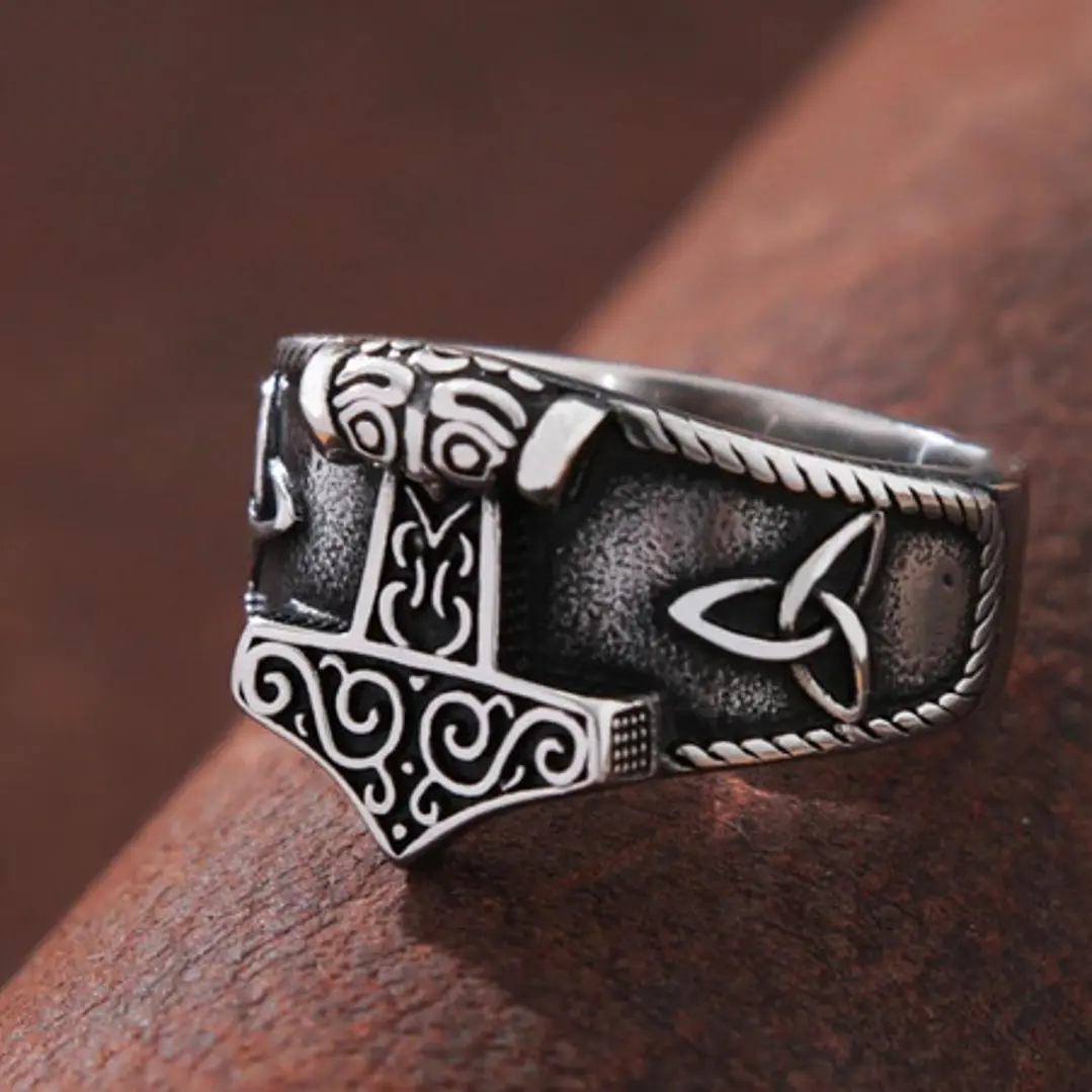 Anillo Vikingo Mjölnir, Acero Inoxidable 5