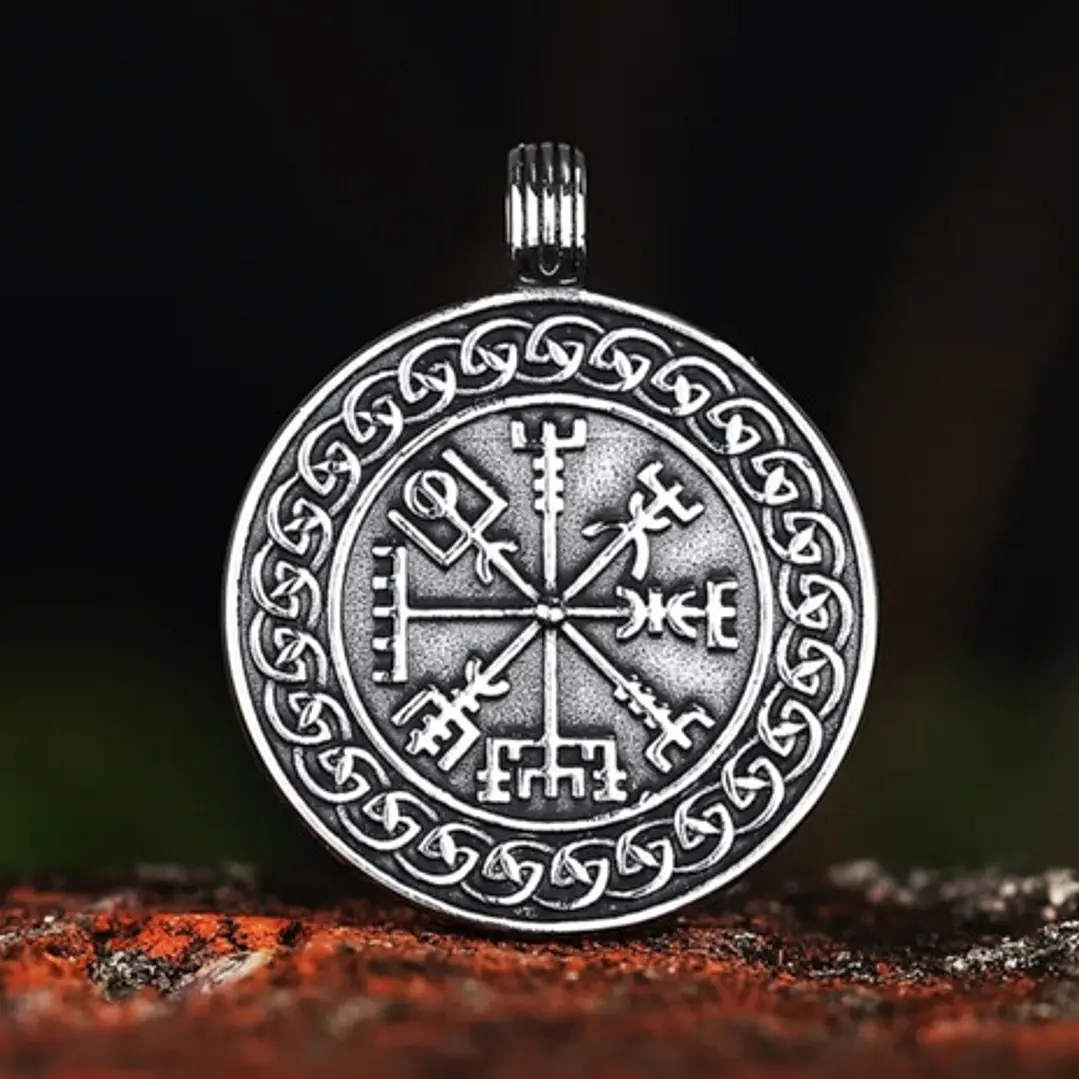 Collar Vikingo Runa Vegvísir, Acero Inoxidable Hombre  Mujer 3