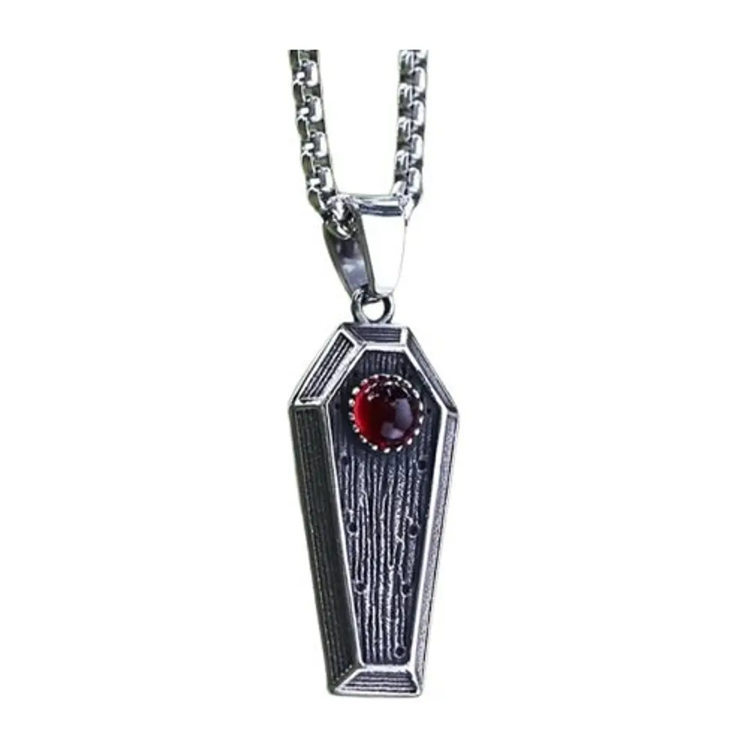 Collar Gótico Ataúd, Acero Inoxidable, Hombre Mujer 1