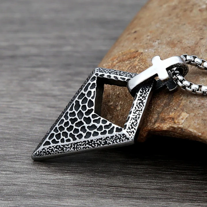 Collar Cruz Y Punta De Lanza, Acero Quirúrgico, Hombre 3