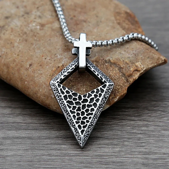 Collar Cruz Y Punta De Lanza, Acero Quirúrgico, Hombre 4
