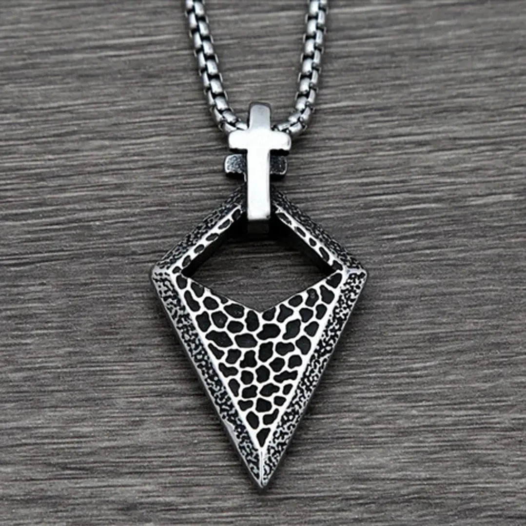 Collar Cruz Y Punta De Lanza, Acero Quirúrgico, Hombre 6