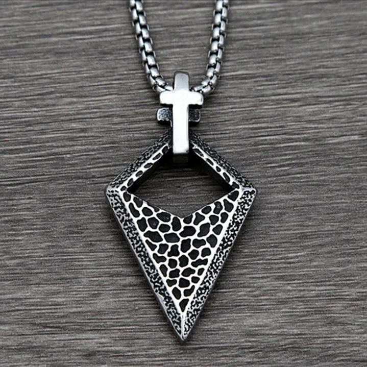 Collar Cruz Y Punta De Lanza, Acero Quirúrgico, Hombre 6