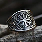 Anillo Vikingo Aegishjalmur Unisex, Acero Inoxidable - Miniatura 4