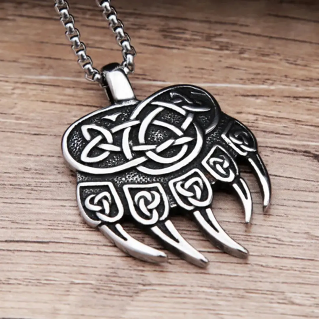 Collar Vikingo Garra De Oso, Acero Inoxidable, Hombre 4