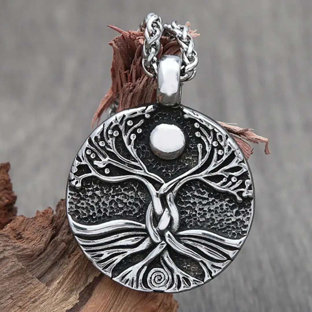 Collar Vikingo Árbol De La Vida (yggdrasil) Acero Inoxidable 3