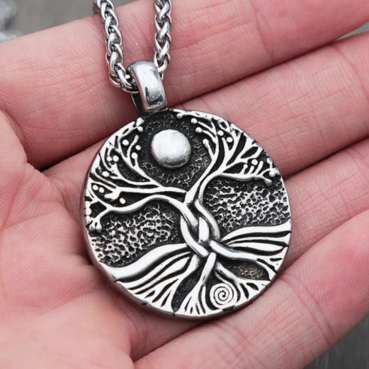 Collar Vikingo Árbol De La Vida (yggdrasil) Acero Inoxidable 4