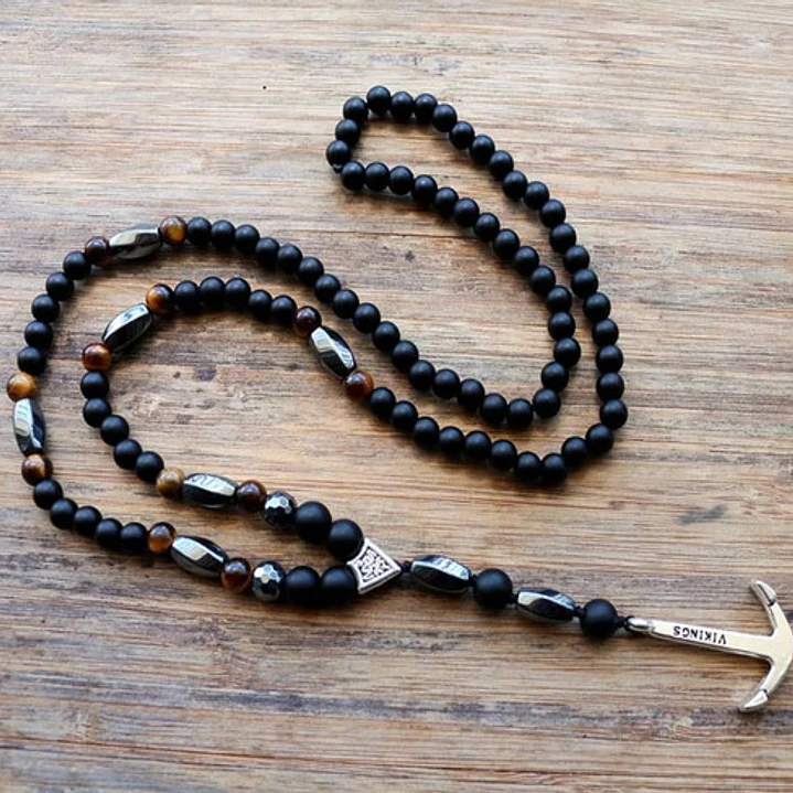 Collar Piedras Naturales Ancla Vikinga, Hombre 2