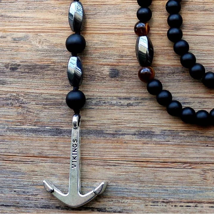 Collar Piedras Naturales Ancla Vikinga, Hombre 3