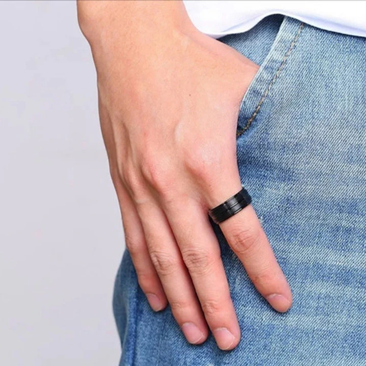 Anillo Black Lines, Acero Inoxidable, Hombre 3
