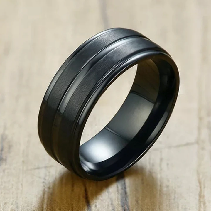 Anillo Black Lines, Acero Inoxidable, Hombre 4