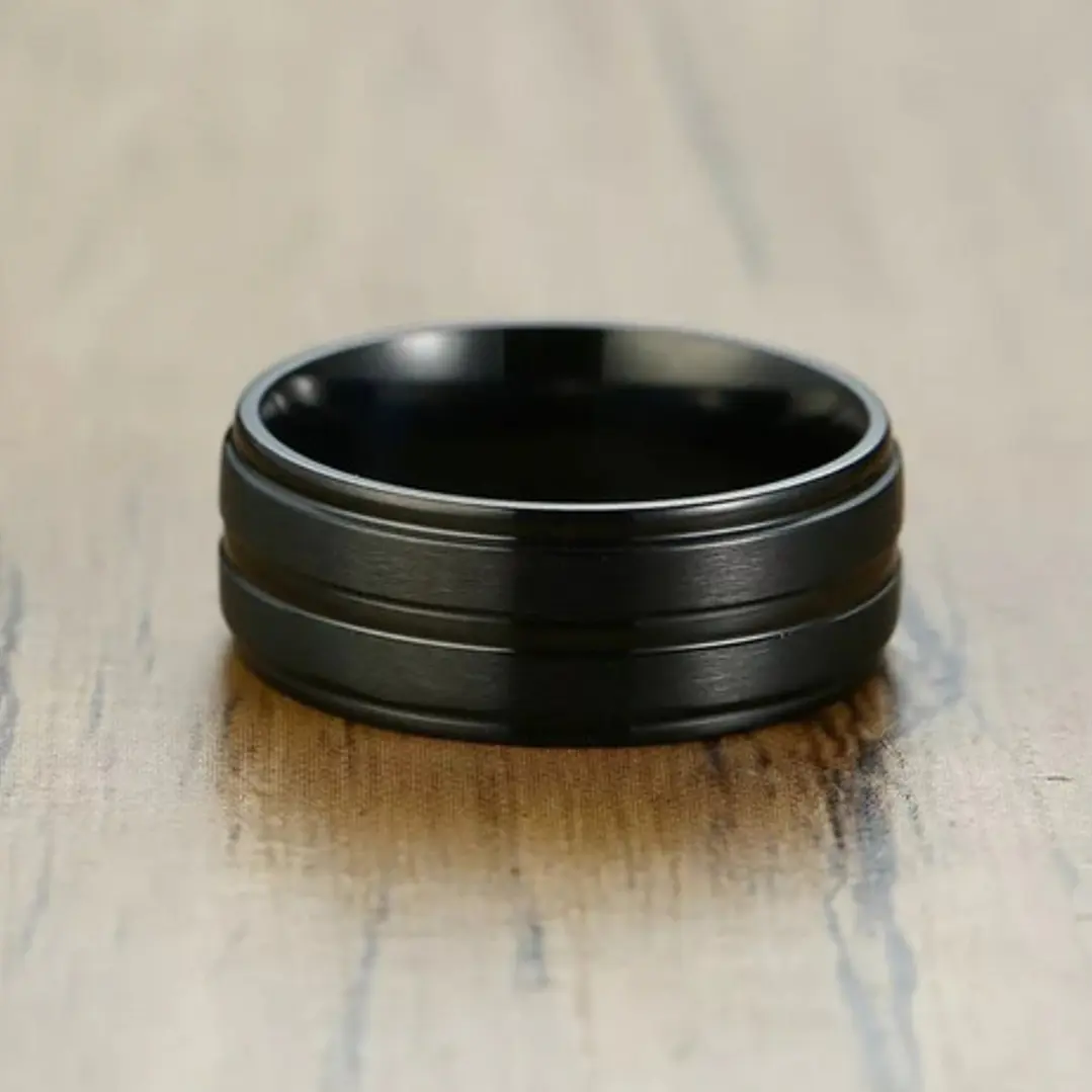 Anillo Black Lines, Acero Inoxidable, Hombre 5