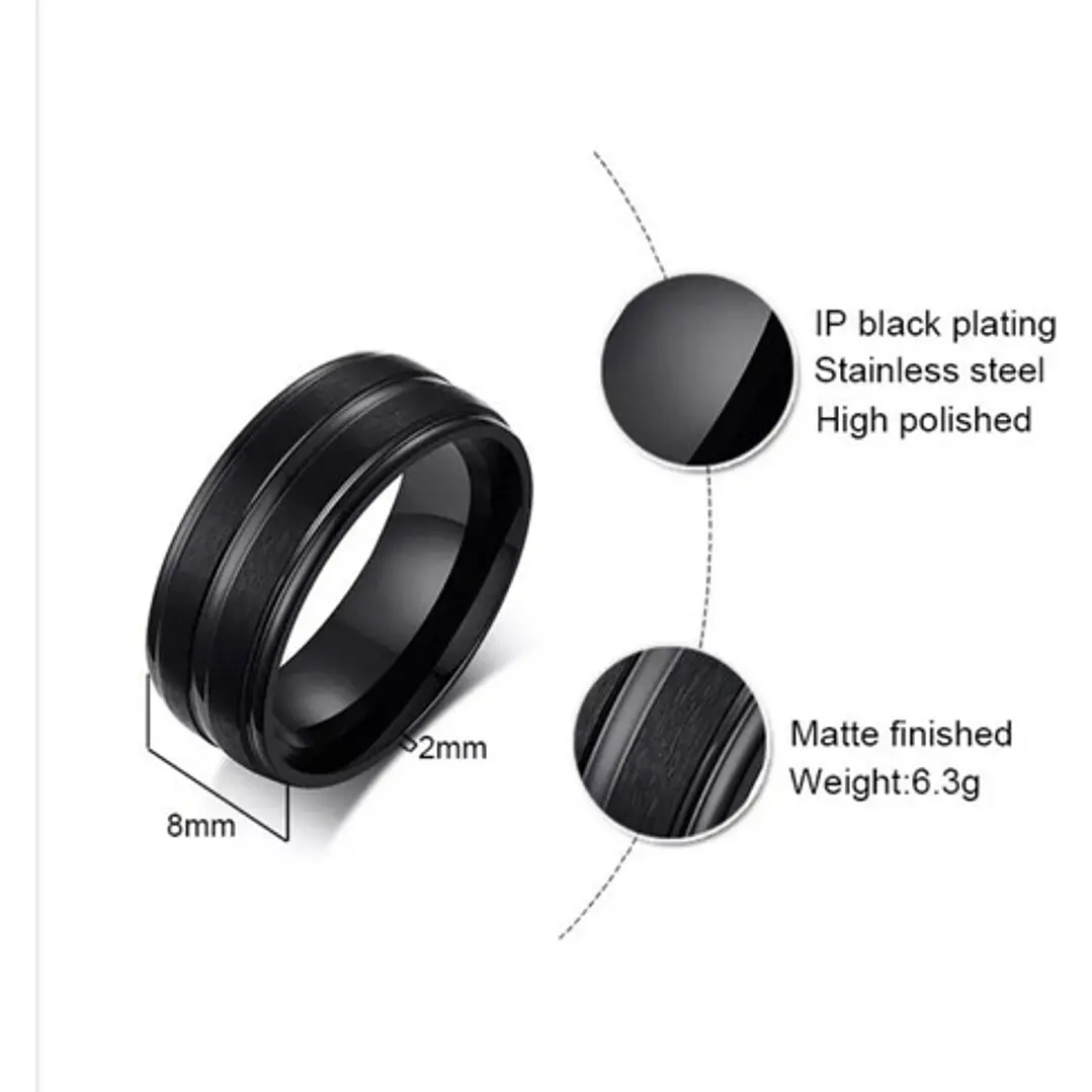 Anillo Black Lines, Acero Inoxidable, Hombre 6
