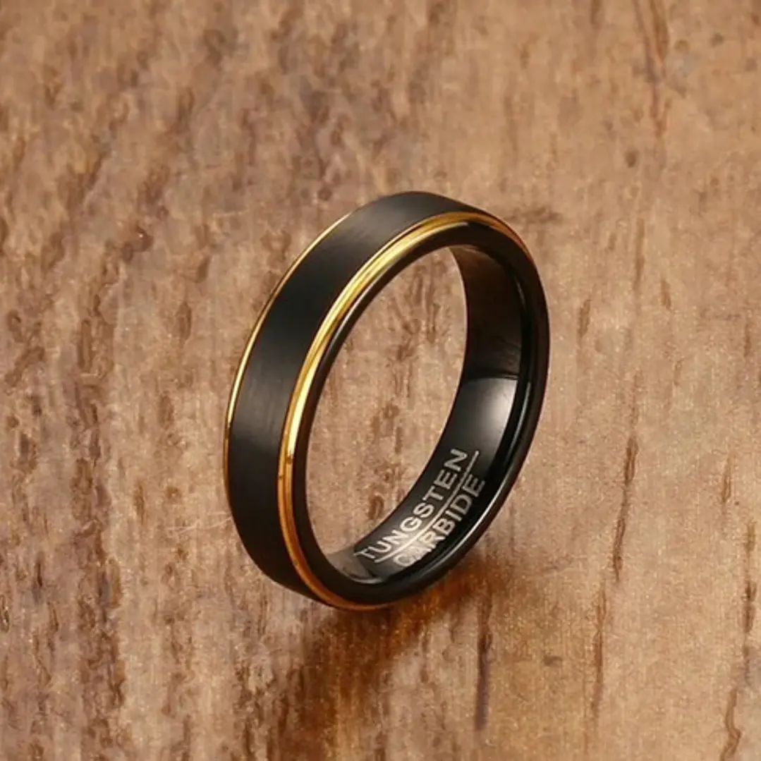 Anillo Black And Gold, Tungsteno, Unisex 2