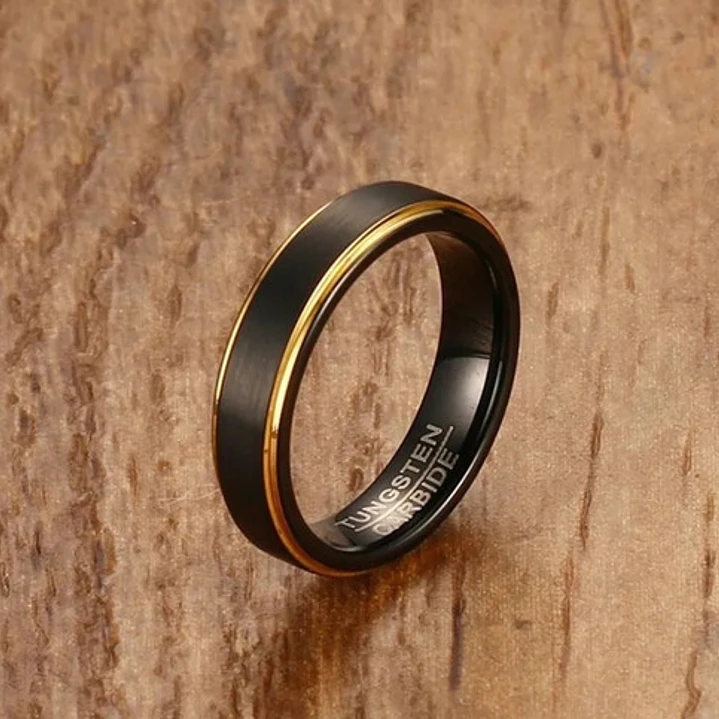 Anillo Black And Gold, Tungsteno, Unisex 2