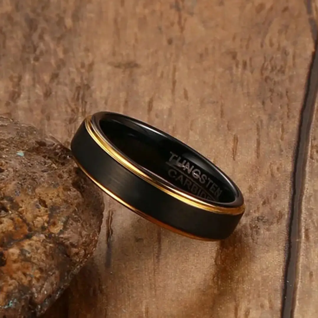Anillo Black And Gold, Tungsteno, Unisex 3
