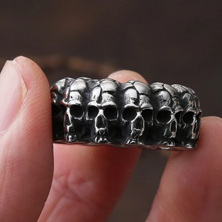 Anillo Cráneos, Acero Inoxidable, Hombre 2