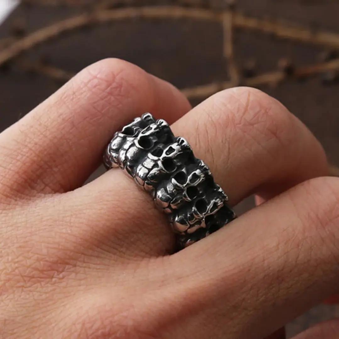 Anillo Cráneos, Acero Inoxidable, Hombre 3