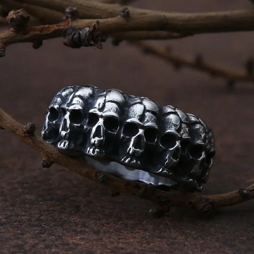 Anillo Cráneos, Acero Inoxidable, Hombre 4