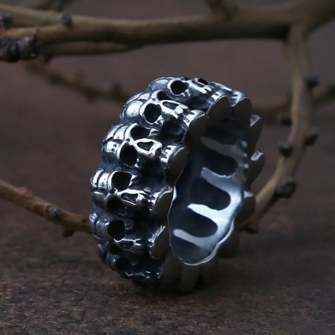 Anillo Cráneos, Acero Inoxidable, Hombre 5