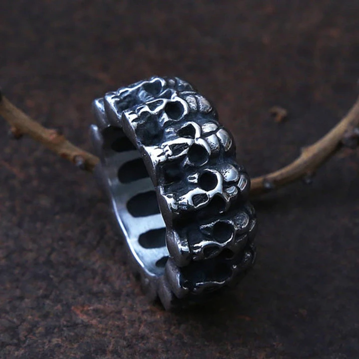 Anillo Cráneos, Acero Inoxidable, Hombre 6