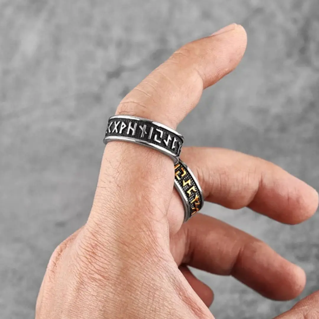 Anillo Vikingo Runas Unisex, Acero Inoxidable 6