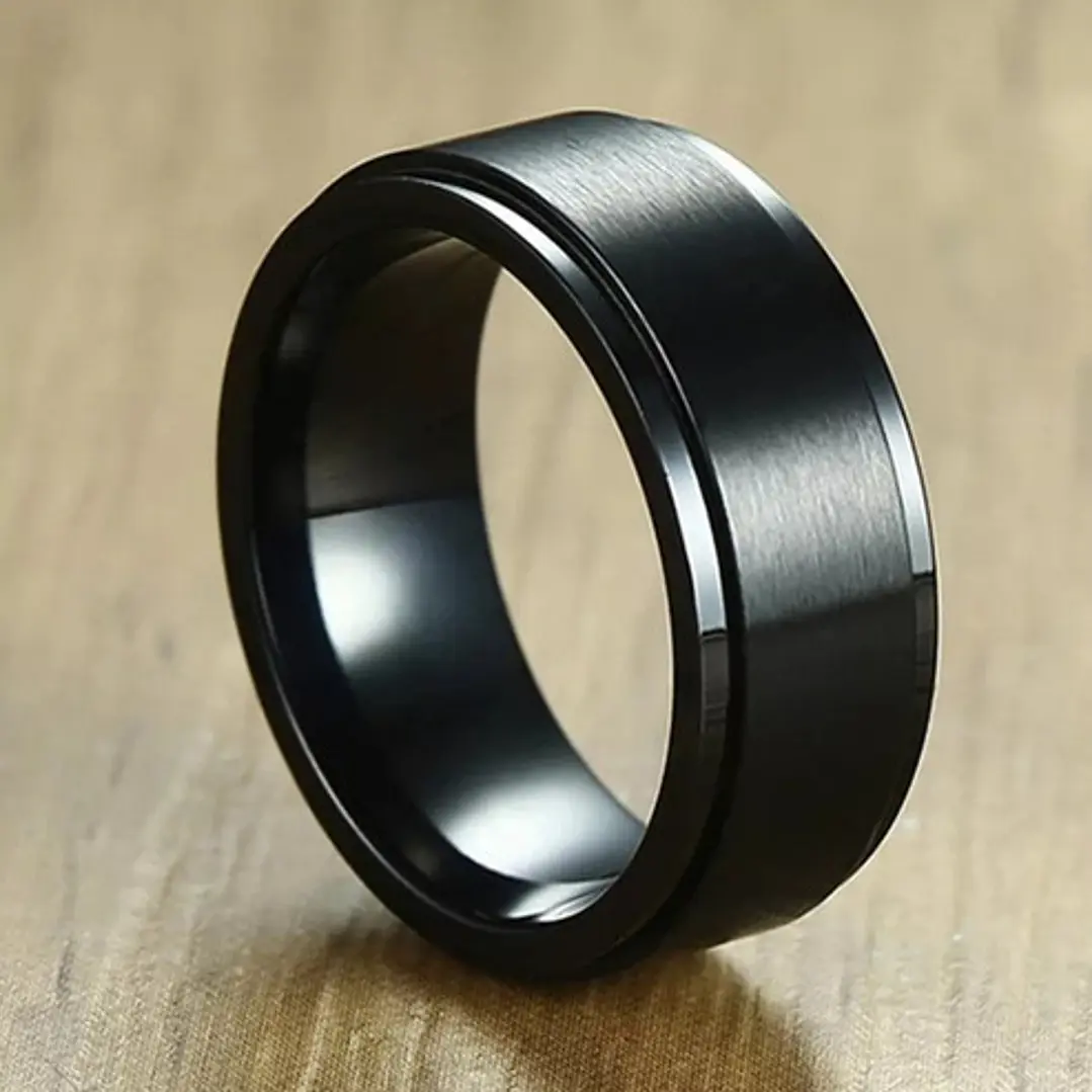 Anillo Black Con Spinner Giratorio, Acero Inoxidable, Unisex 5
