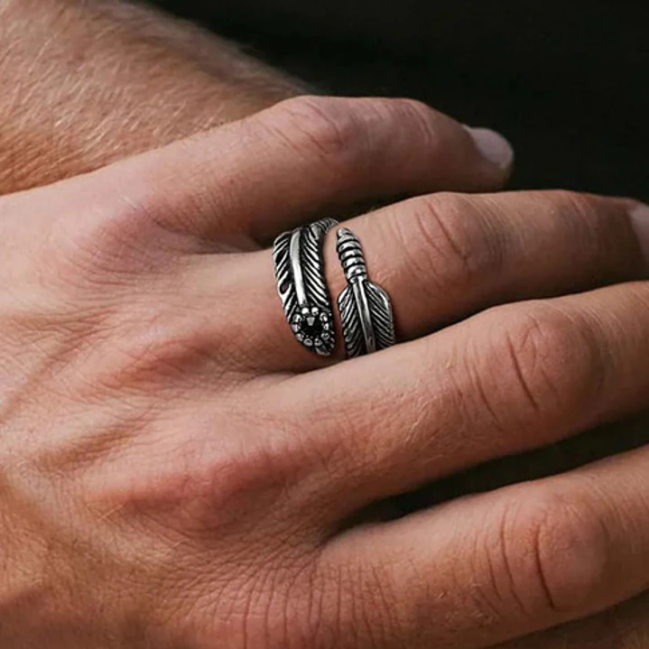 Anillo Pluma, Acero Inoxidable, Hombre 5