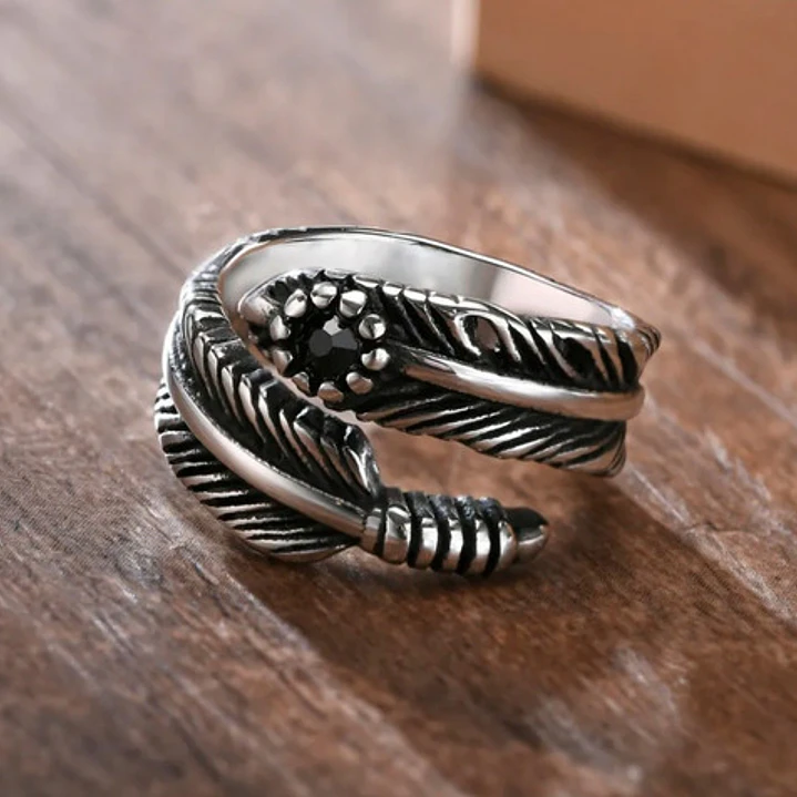 Anillo Pluma, Acero Inoxidable, Hombre 3