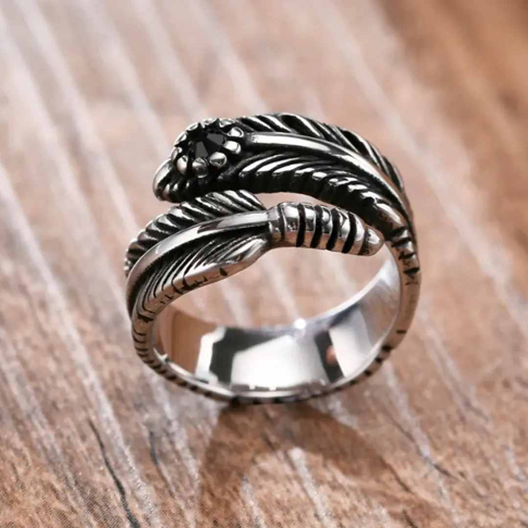 Anillo Pluma, Acero Inoxidable, Hombre 4