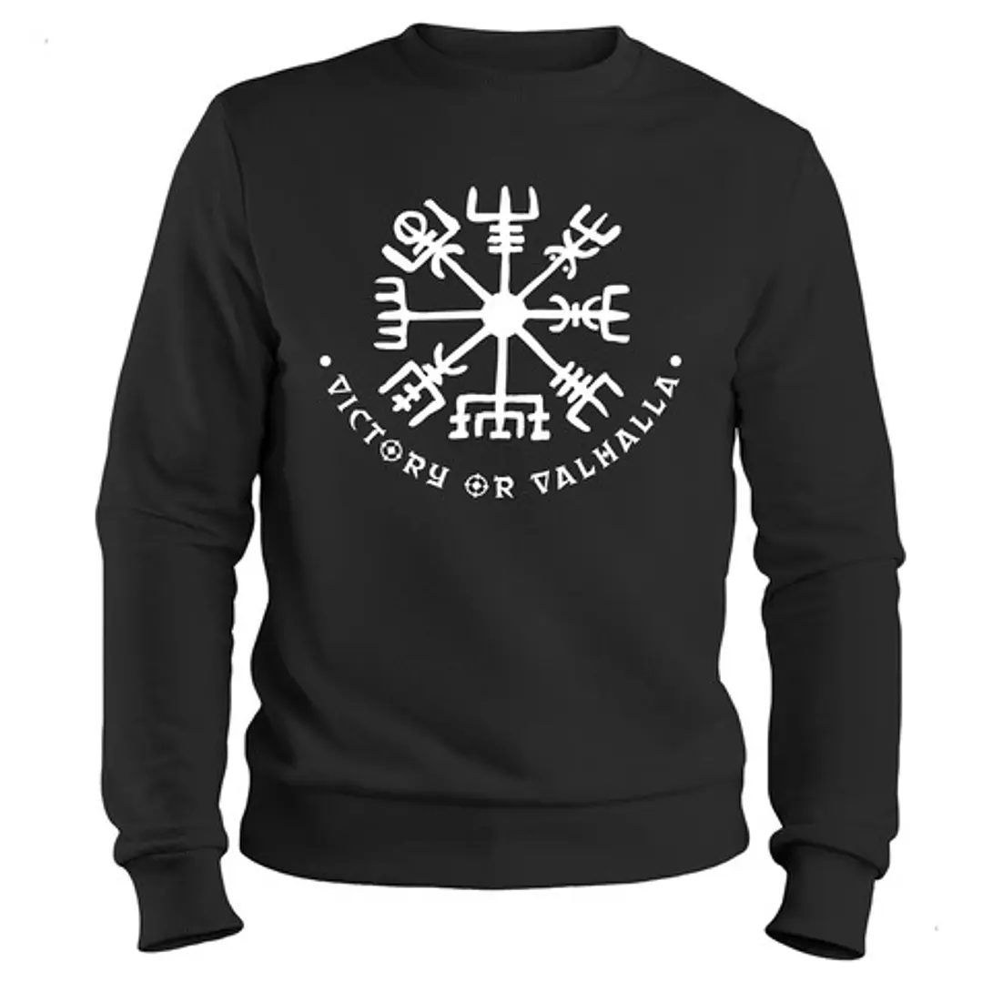 Polerón Vikingo Runa Vegvísir, Estilo Polo Negro, Hombre 1