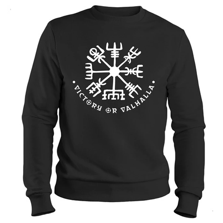Polerón Vikingo Runa Vegvísir, Estilo Polo Negro, Hombre 1