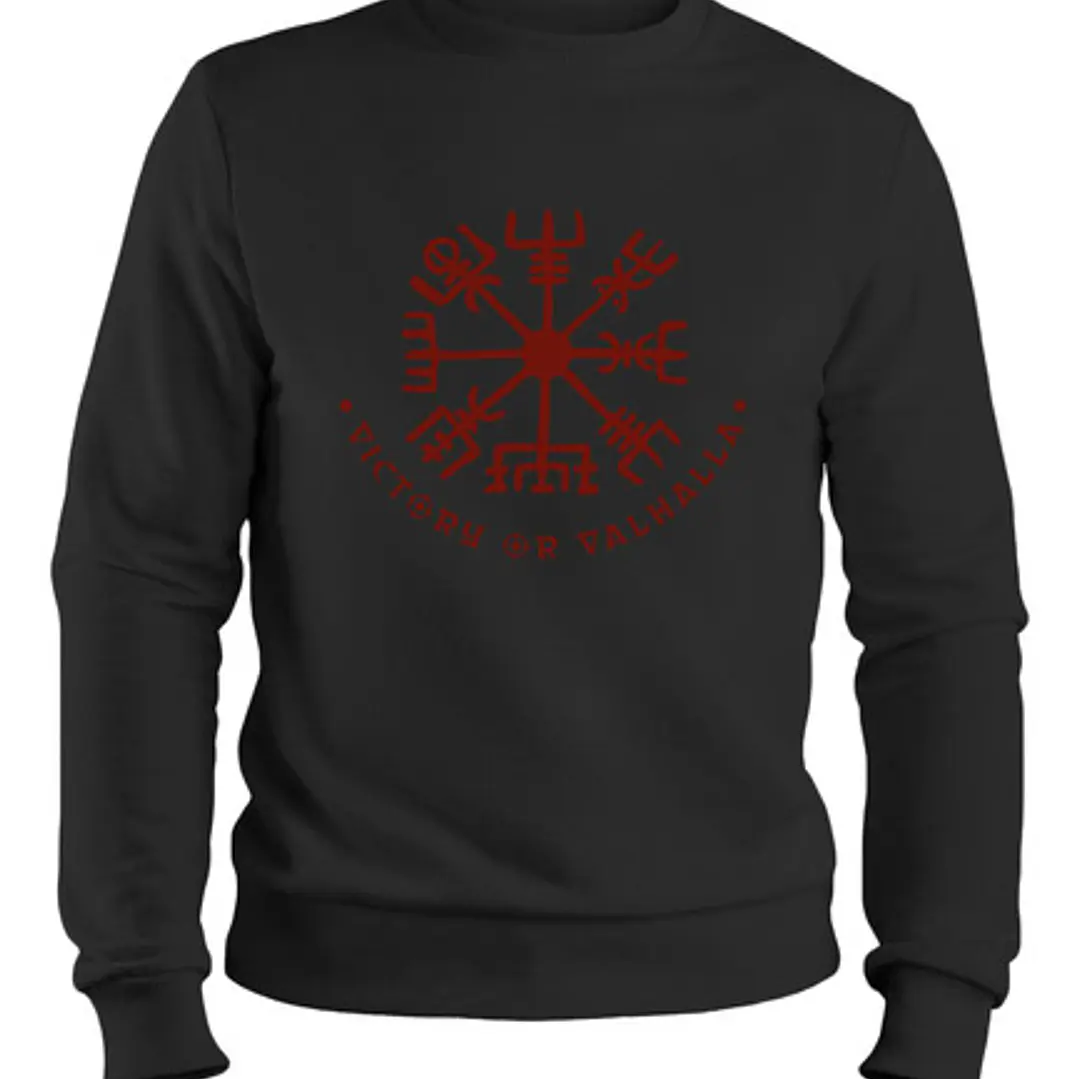 Polerón Vikingo Runa Vegvísir, Estilo Polo Negro, Hombre 2