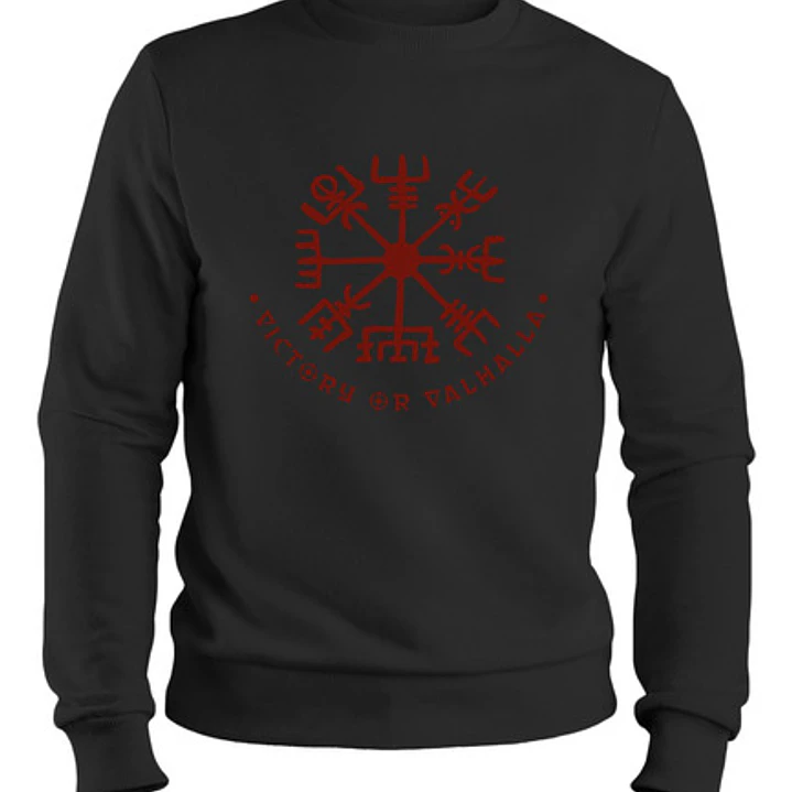 Polerón Vikingo Runa Vegvísir, Estilo Polo Negro, Hombre 2