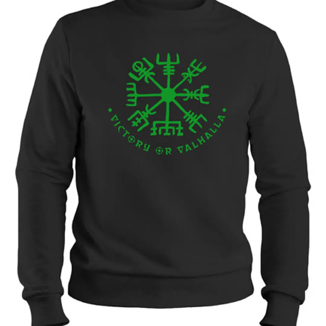 Polerón Vikingo Runa Vegvísir, Estilo Polo Negro, Hombre 4