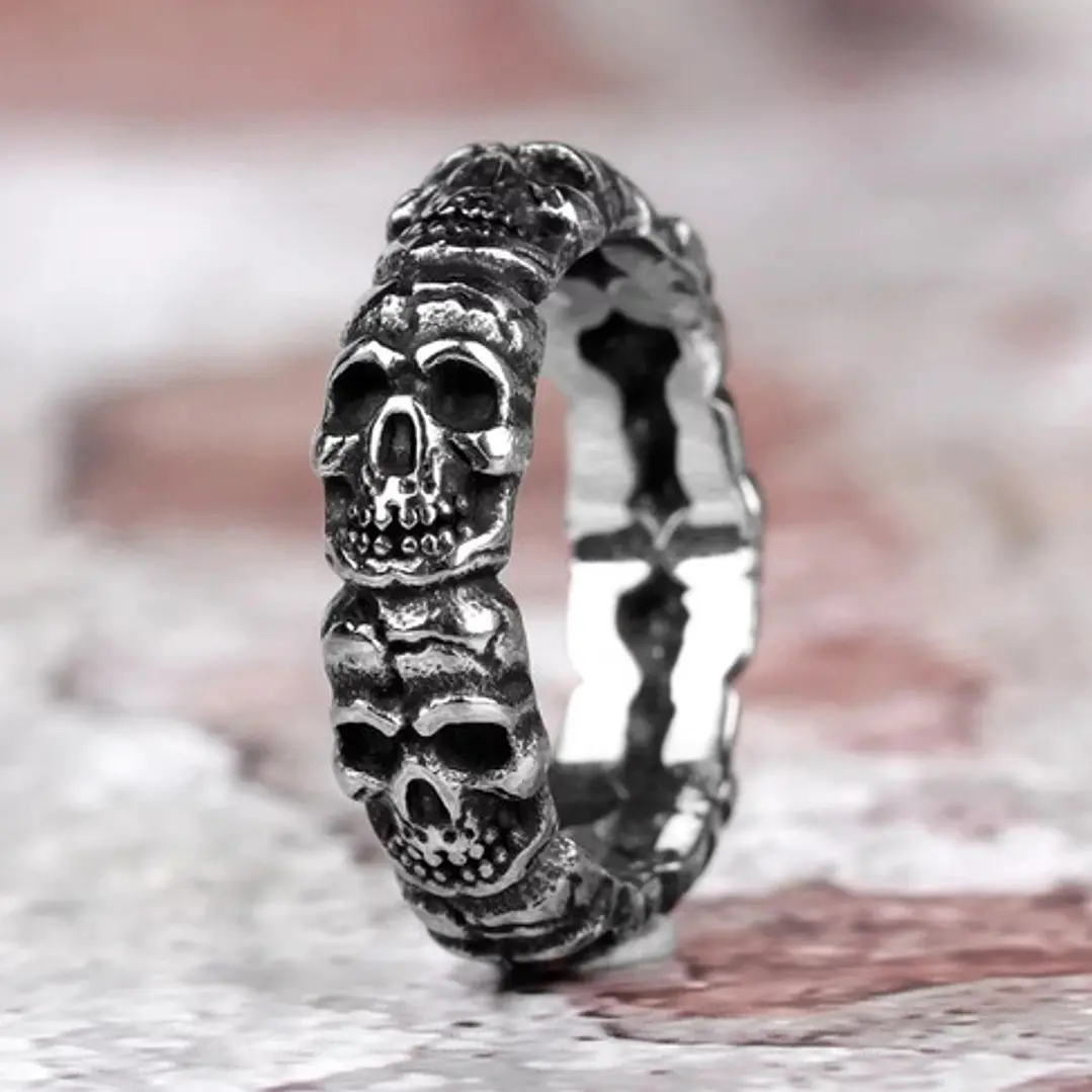 Anillo Calaveras, Acero Inoxidable, Unisex 2