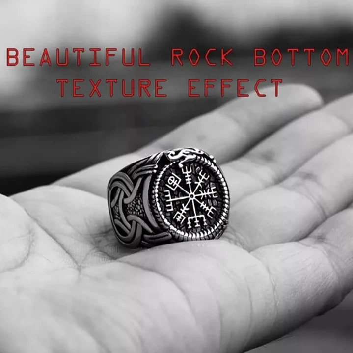 Anillo Vikingo Runa Vegvísir, Acero Inoxidable, Hombre 4