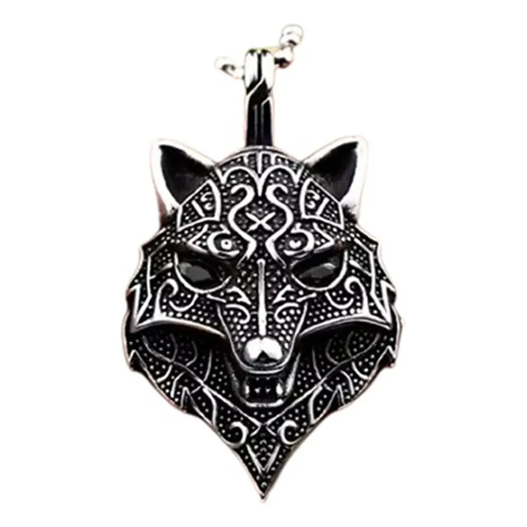 Collar Vikingo Fenrir Black Eyes, Acero Inoxidable, Hombre 1