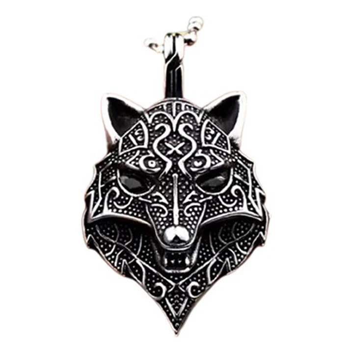 Collar Vikingo Fenrir Black Eyes, Acero Inoxidable, Hombre 1