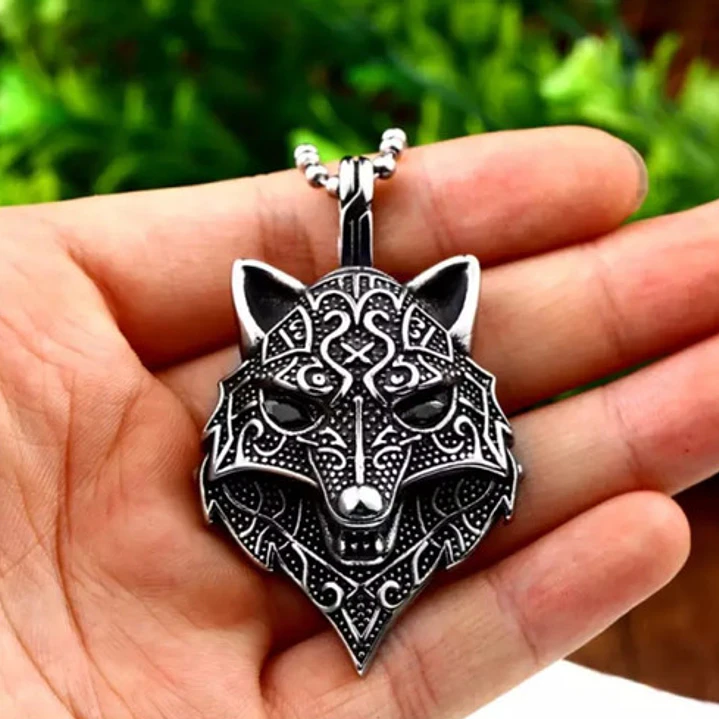 Collar Vikingo Fenrir Black Eyes, Acero Inoxidable, Hombre 2