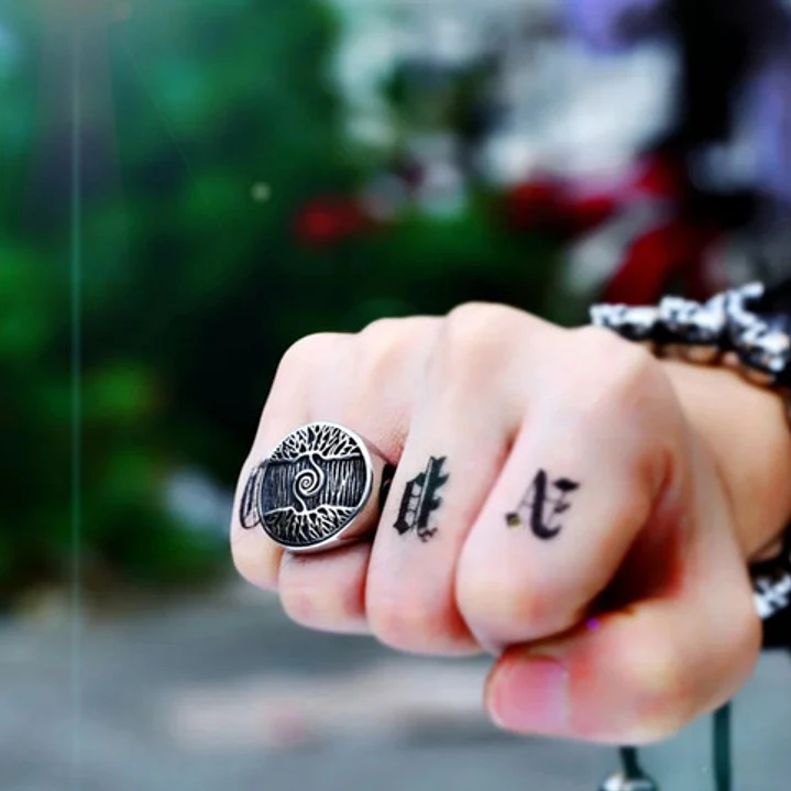 Anillo Vikingo Yggdrasil, Acero Inox., Hombre 2
