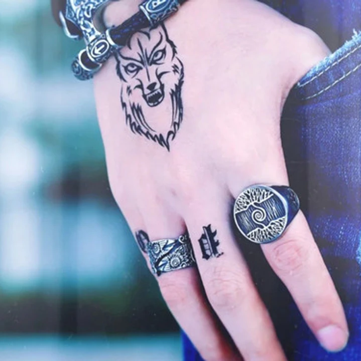 Anillo Vikingo Yggdrasil, Acero Inox., Hombre 3