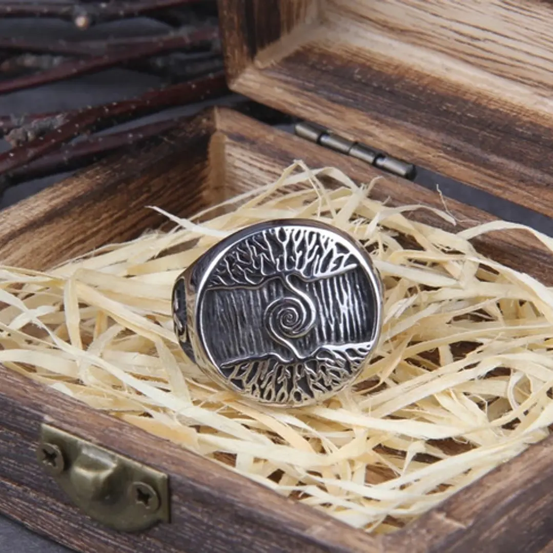 Anillo Vikingo Yggdrasil, Acero Inox., Hombre 4