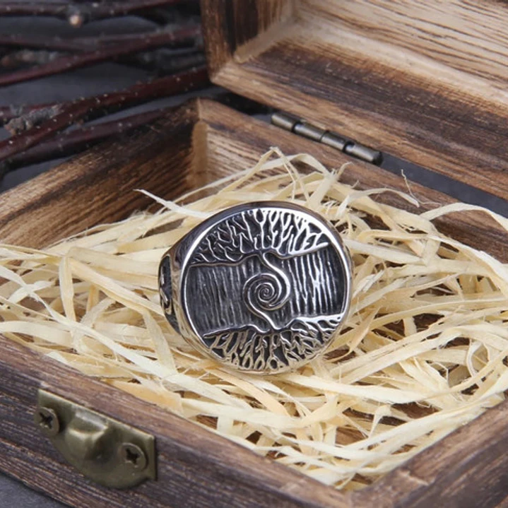 Anillo Vikingo Yggdrasil, Acero Inox., Hombre 4