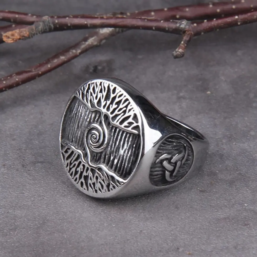 Anillo Vikingo Yggdrasil, Acero Inox., Hombre 5