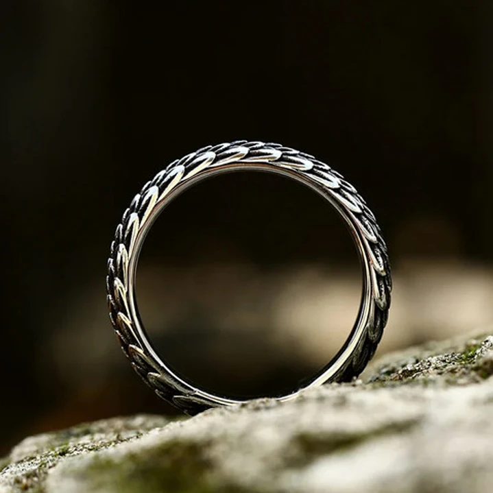 Anillo Escama De Dragón, Acero Inoxidable, Unisex 6